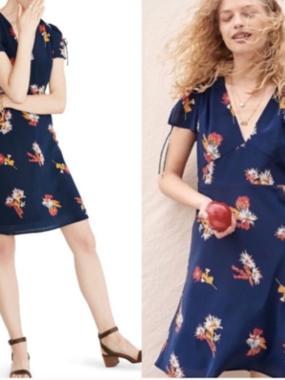 Madewell Silk Poppy Dress in Cactus Flower